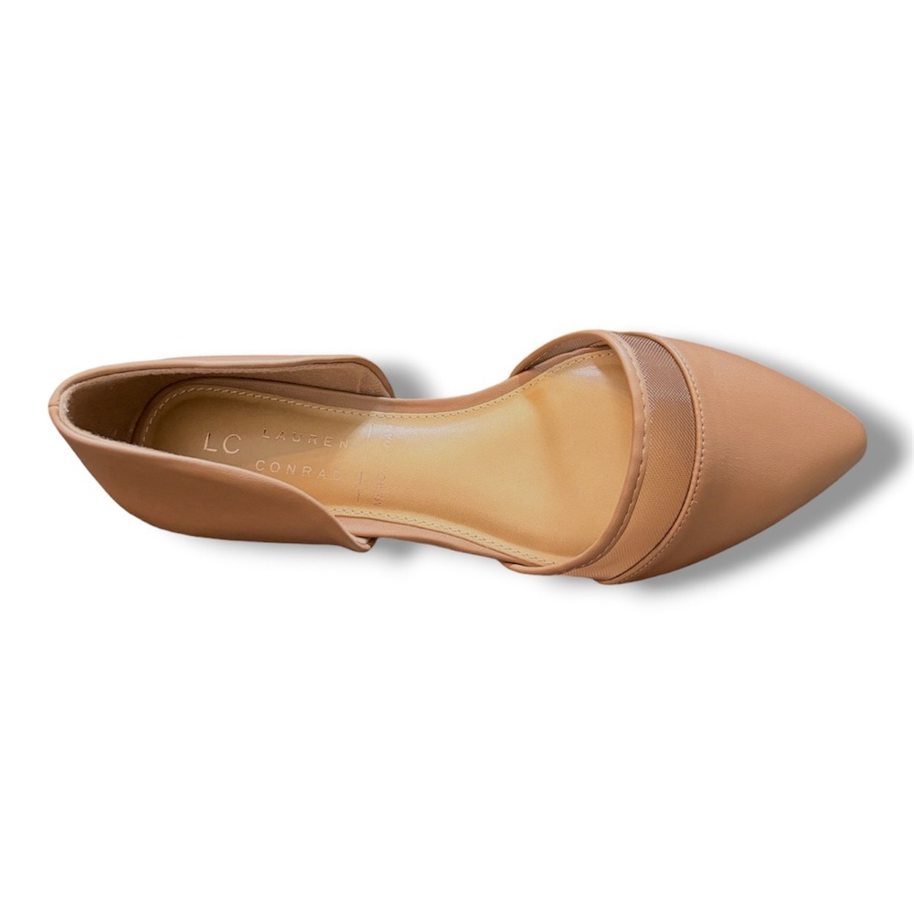 LC Lauren Conrad Renee Cognac Mesh Trim Two Piece Pointed Toe Flats Shoes 7.5 M